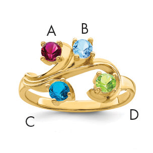 14k Genuine 4 Stone Mother's Ring Main image