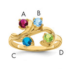 14k Genuine 4 Stone Mother's Ring