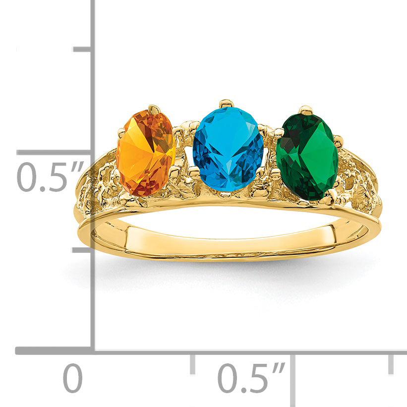 14k 3 Stone Family Ring Mounting (No Stone Included)