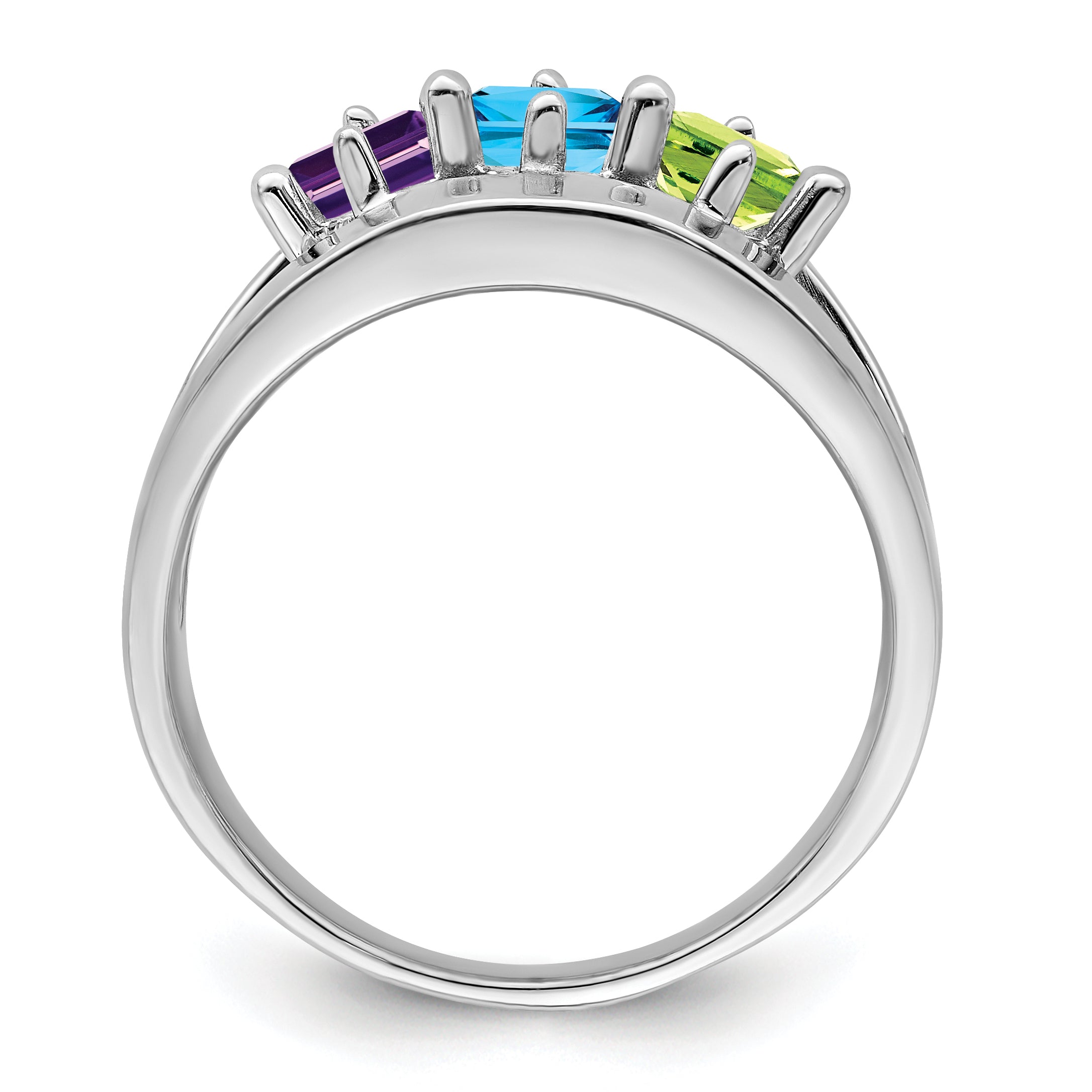 Sterling Silver Rhodium-plated Synthetic Family Jewelry Ring