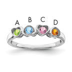 Sterling Silver Rhodium-plated Synthetic 4 Stone Mother's Ring