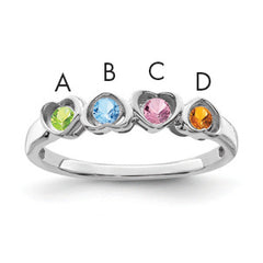 Sterling Silver Rhodium-plated Synthetic 4 Stone Mother's Ring