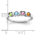 Sterling Silver Rhodium-plated Synthetic 4 Stone Mother's Ring