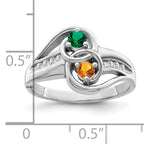 14KW Personalized 2-Name Diamond and Synthetic 2 Stone Couple's Ring