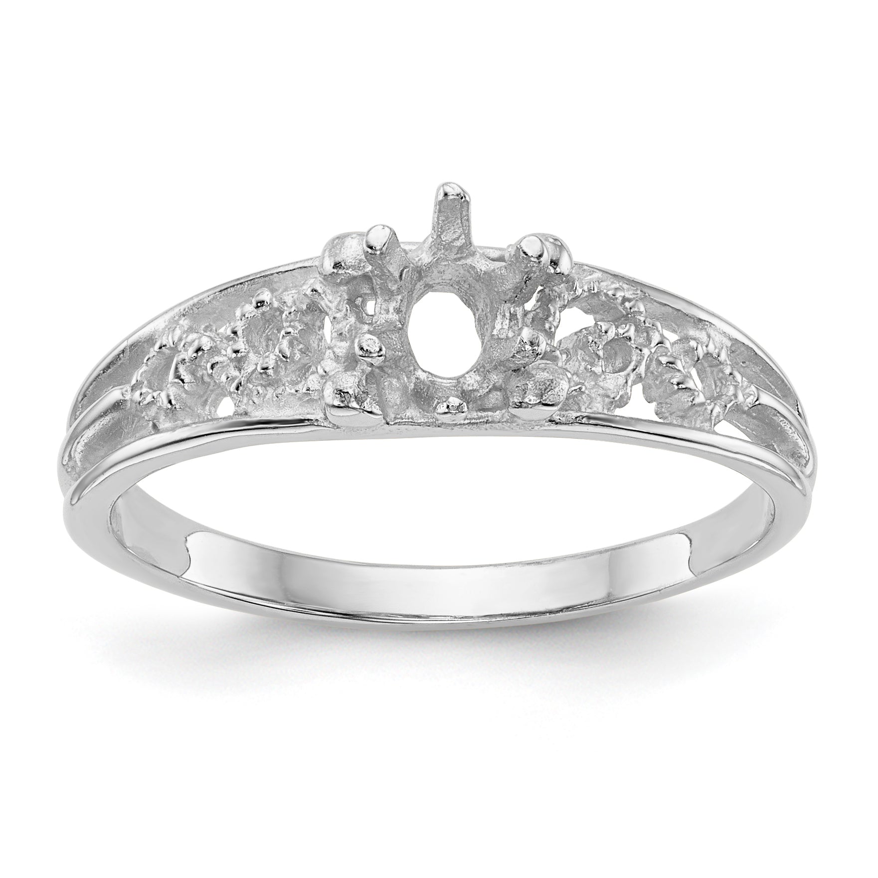 14k White Gold 1 Stone Family Ring Mounting (No Stone Included) Main image
