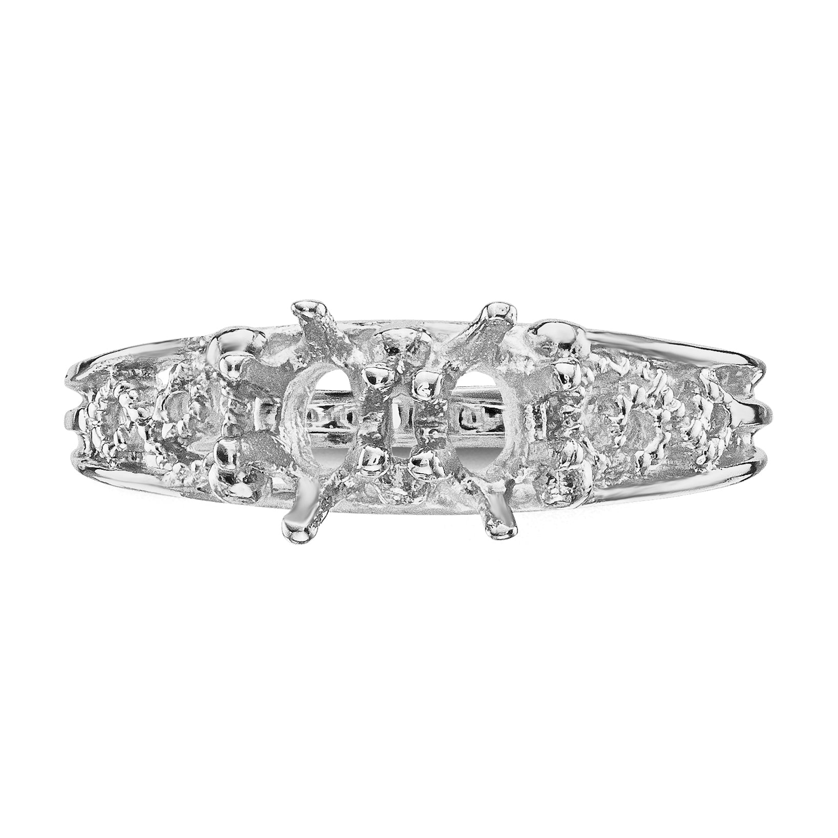 14k White Gold 2 Stone Family Ring Mounting (No Stone Included)