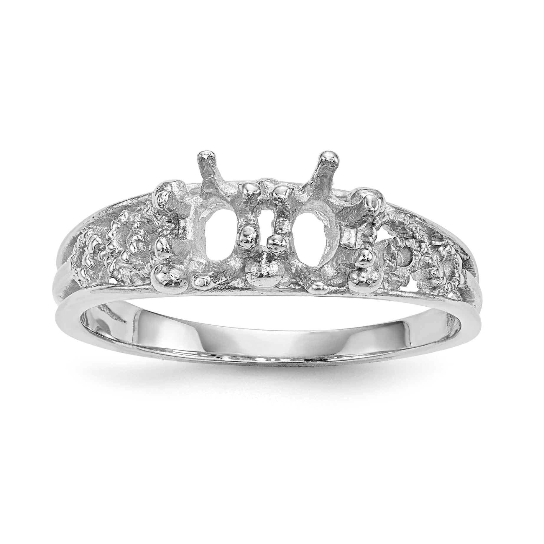 14k White Gold 2 Stone Family Ring Mounting (No Stone Included) Main image