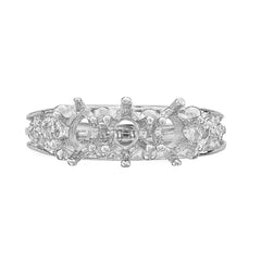 14k White Gold 3 Stone Family Ring Mounting (No Stone Included)