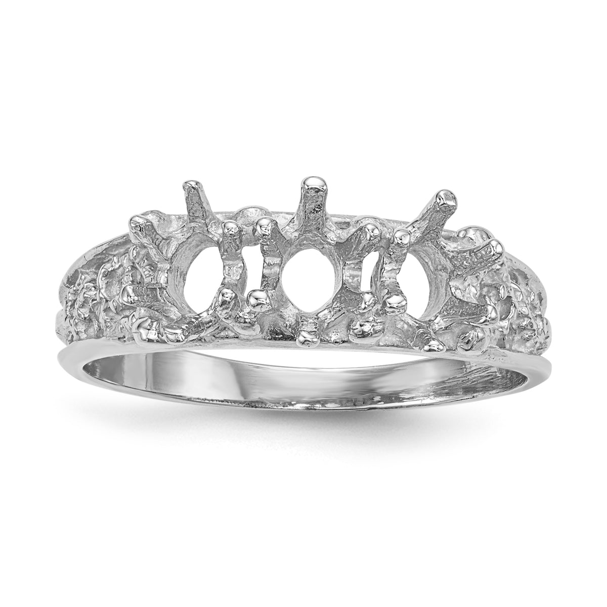 14k White Gold 3 Stone Family Ring Mounting (No Stone Included)