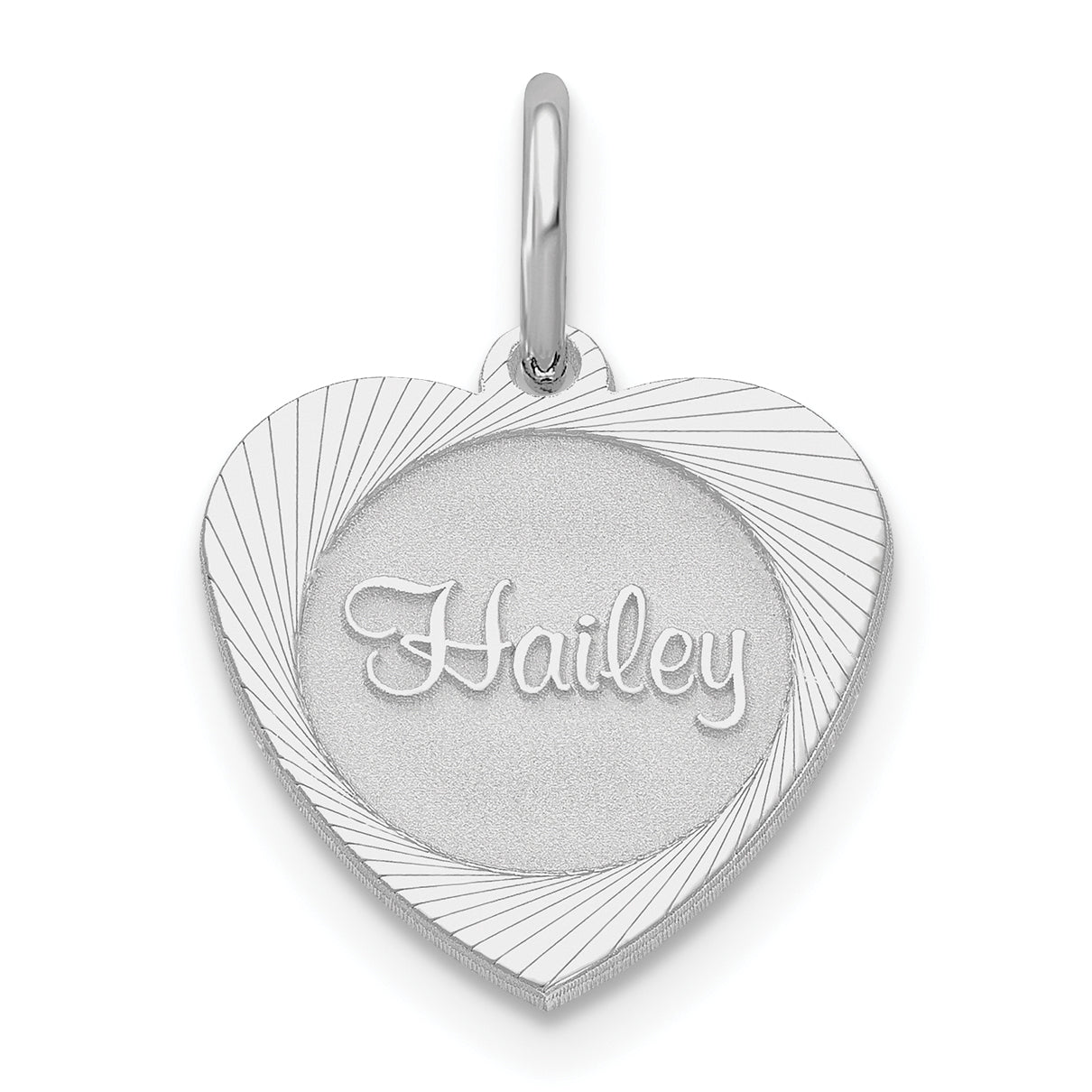 14k White Gold Small Heart Disc Name Charm Main image