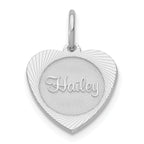 14k White Gold Small Heart Disc Name Charm