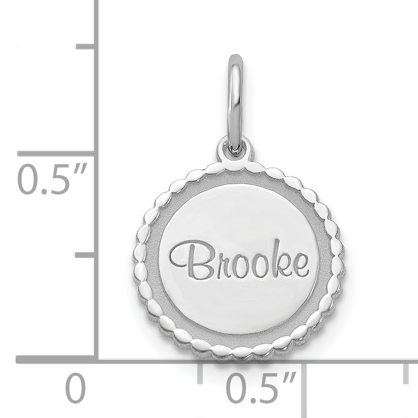 10k White Gold Scalloped Disc with Name Charm