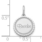 Sterling Silver/Rhodium-plated Scalloped Disc with Name Charm