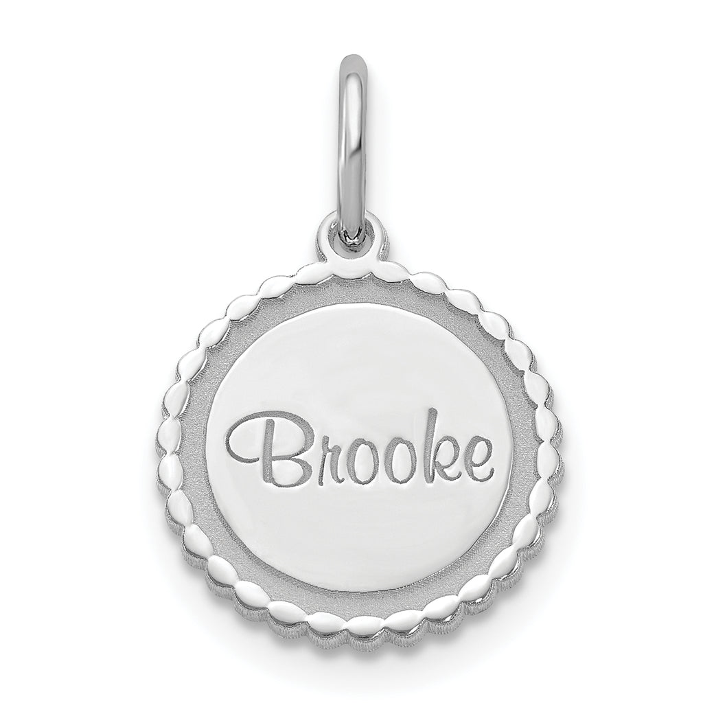 10k White Gold Scalloped Disc with Name Charm