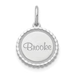 Sterling Silver/Rhodium-plated Scalloped Disc with Name Charm