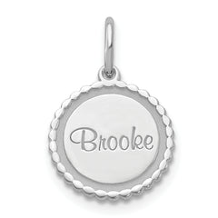 14K White Gold Scalloped Disc with Name Charm