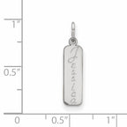 10k White Gold Script Font Name Bar Charm