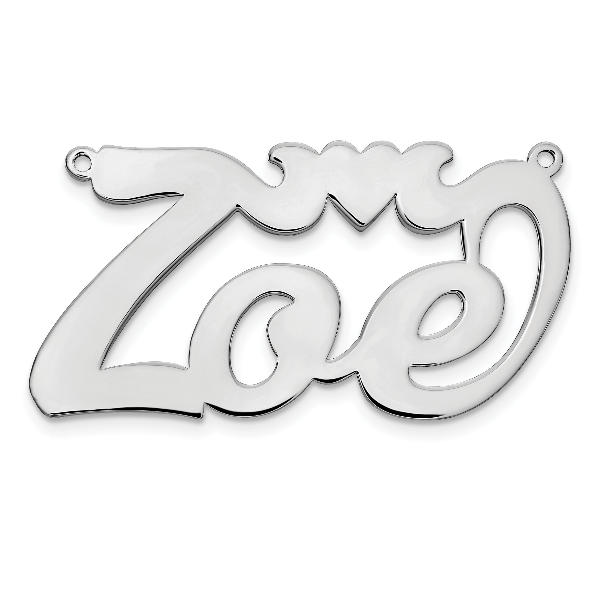 Sterling Silver/Rhodium-plated Polished Heart Name Plate Secondary image