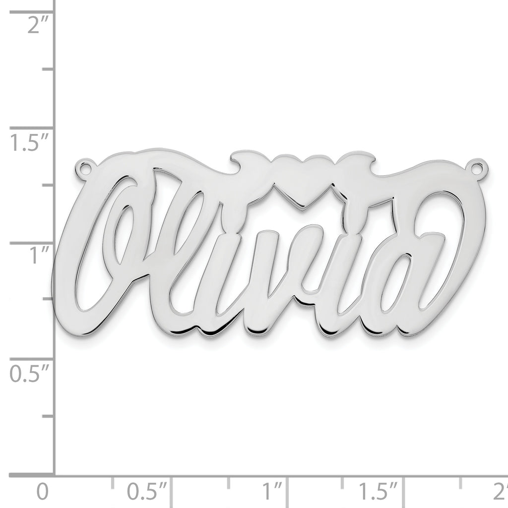 Sterling Silver/Rhodium-plated Polished Heart Name Plate