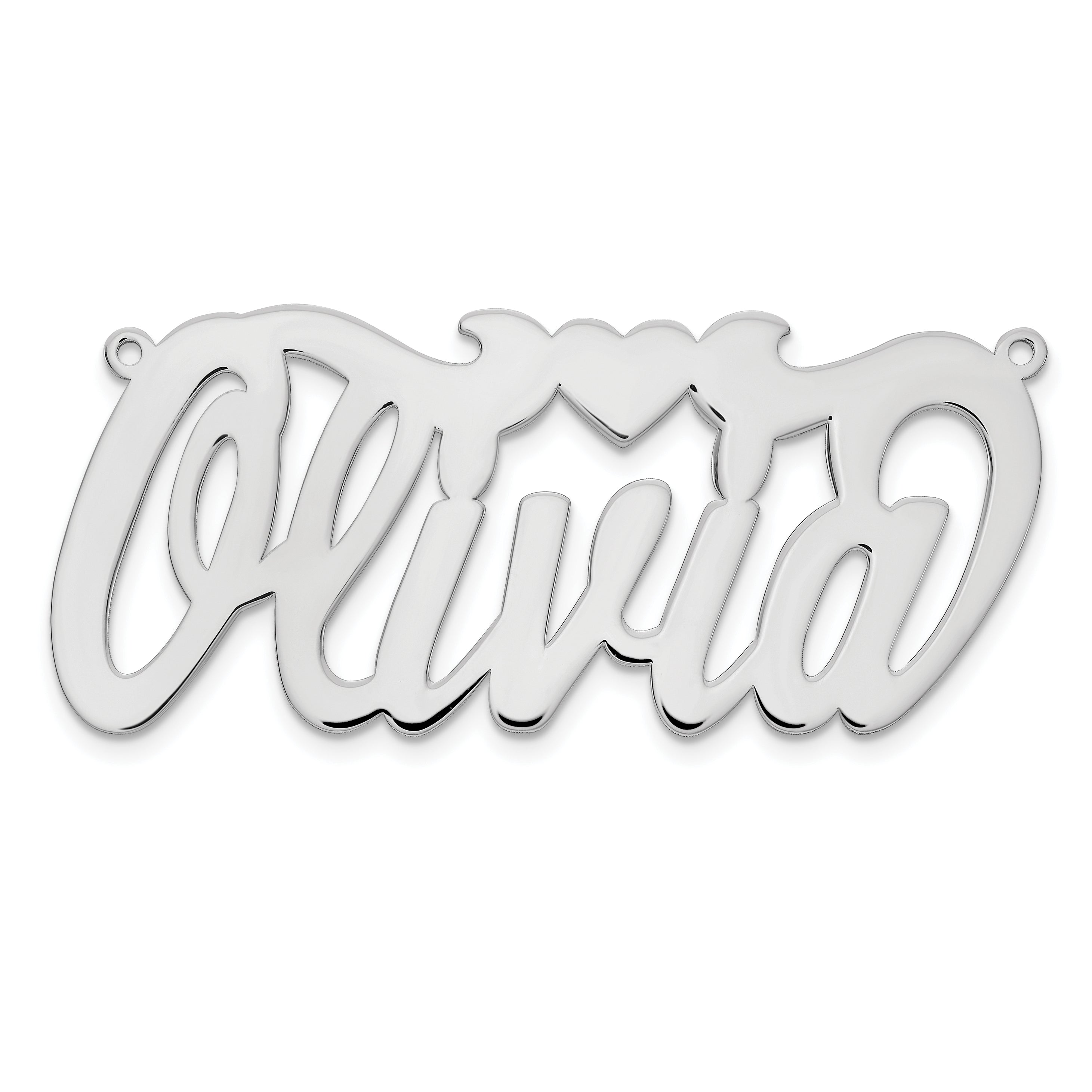 Sterling Silver/Rhodium-plated Polished Heart Name Plate Main image