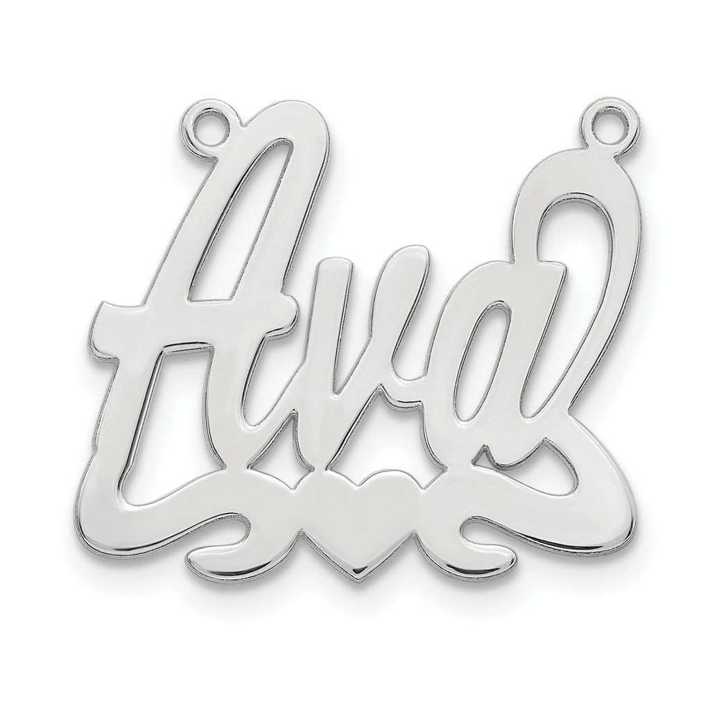 Sterling Silver/Rhodium-plated Heart Name Plate