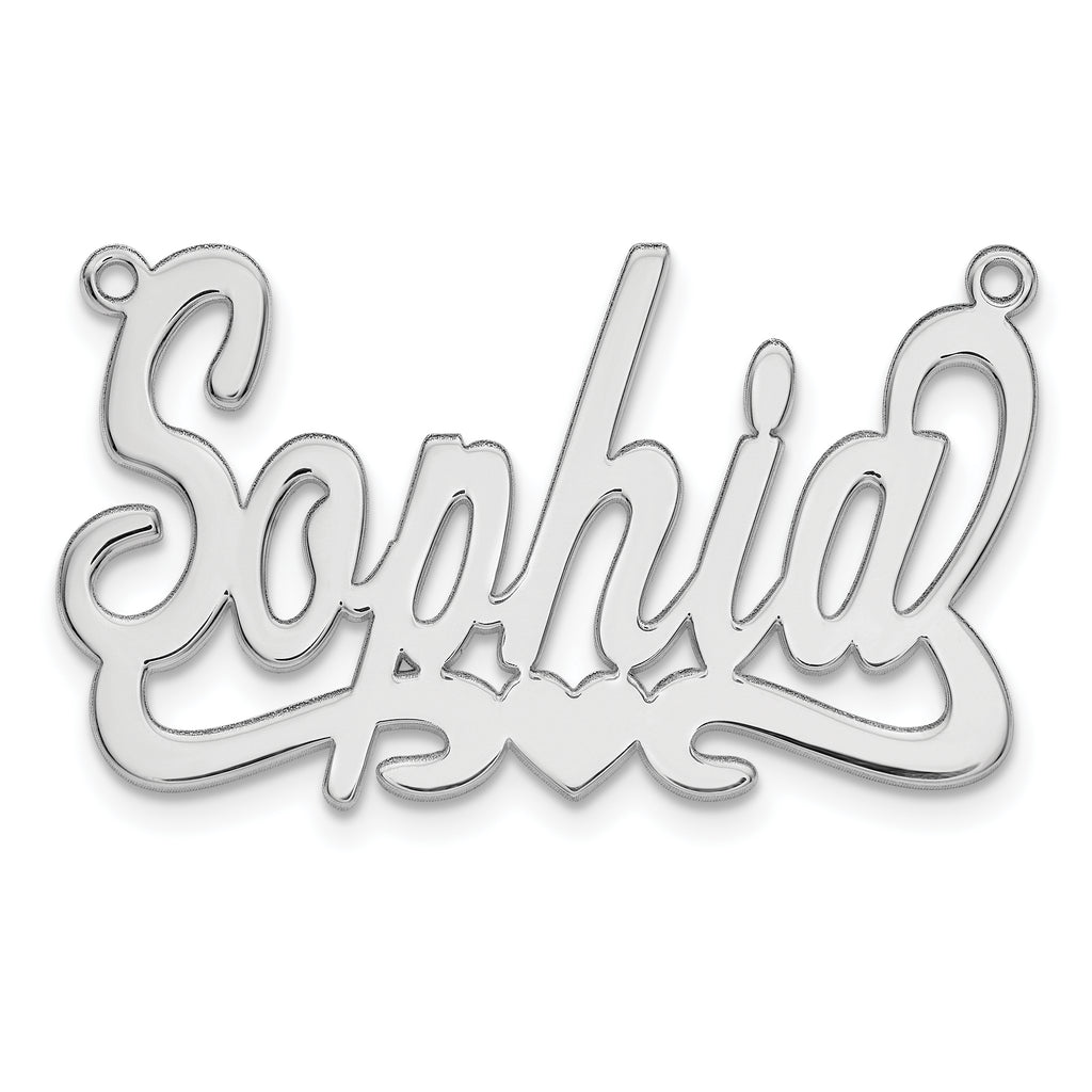 10k White Gold Heart Name Plate