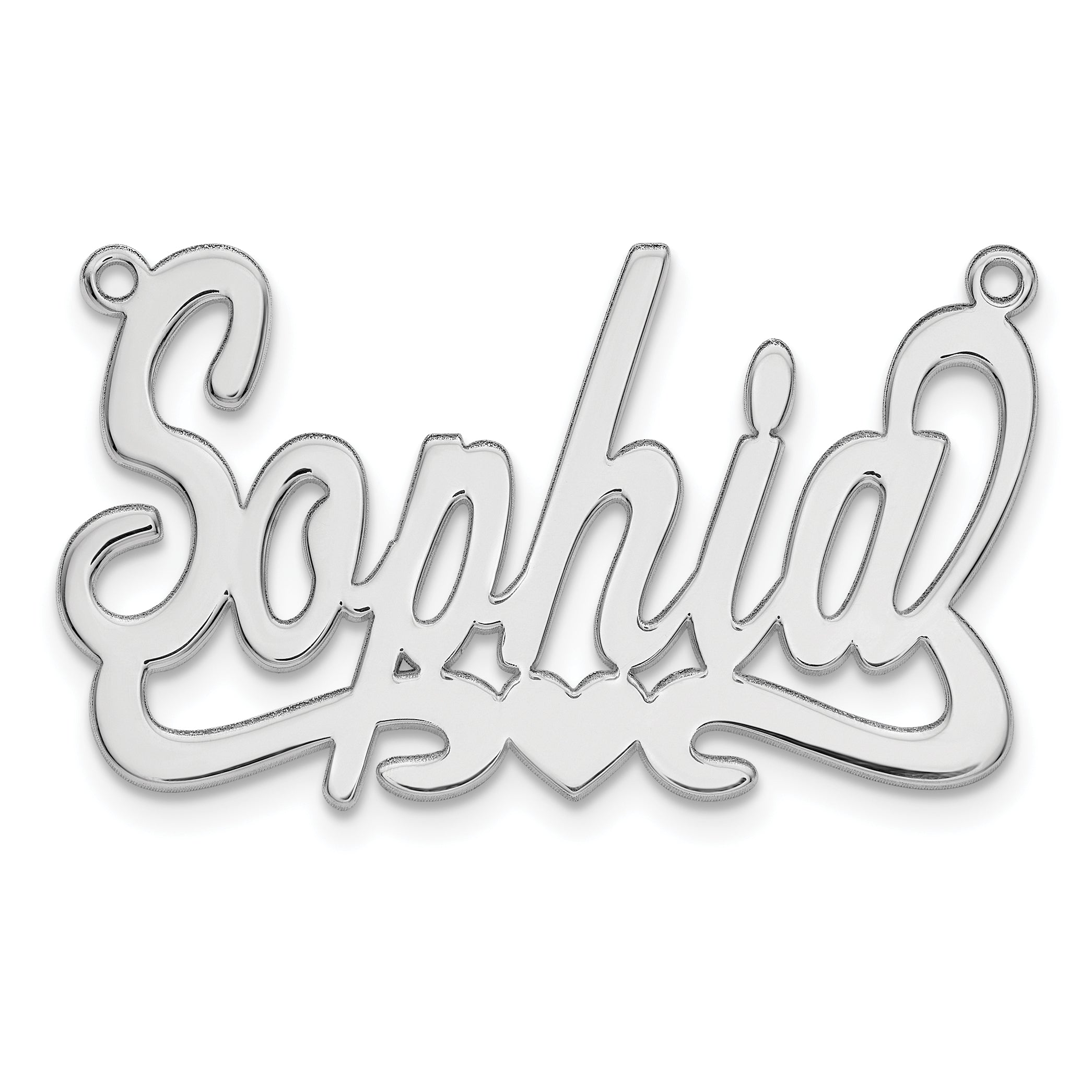14k White Gold Heart Name Plate