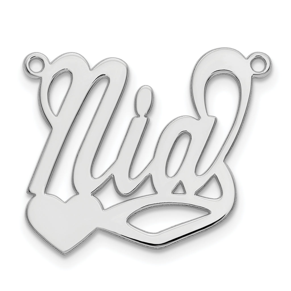 Sterling Silver/Rhodium-plated Polished Heart Name Plate