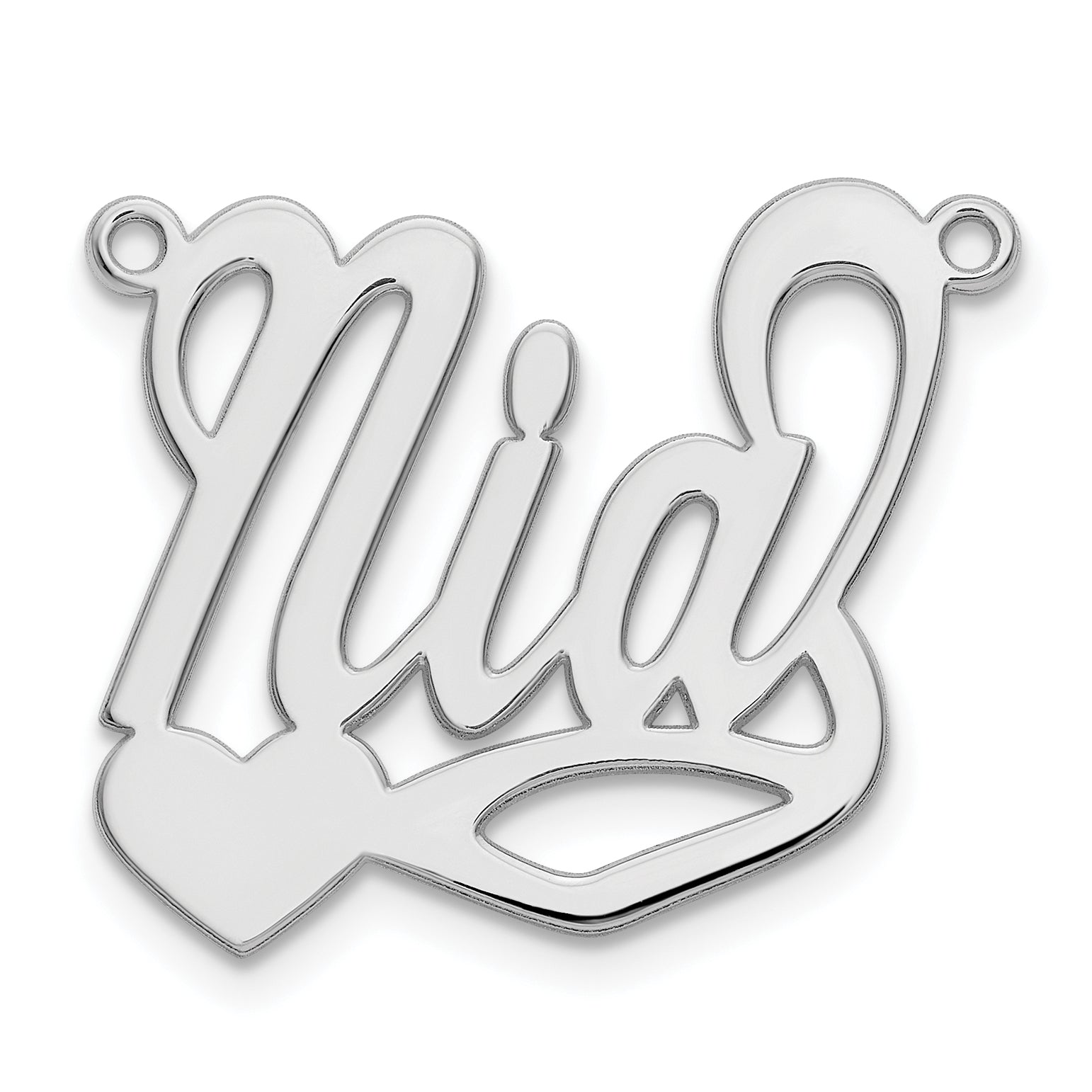 14k White Gold Polished Heart Name Plate Secondary image