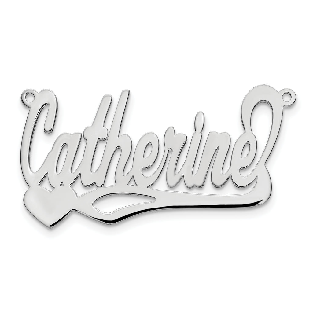 Sterling Silver/Rhodium-plated Polished Heart Name Plate