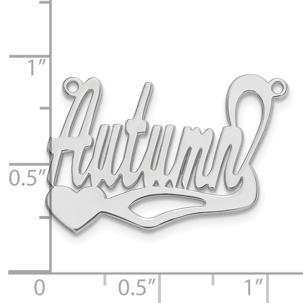 Sterling Silver/Rhodium-plated Polished Heart Name Plate