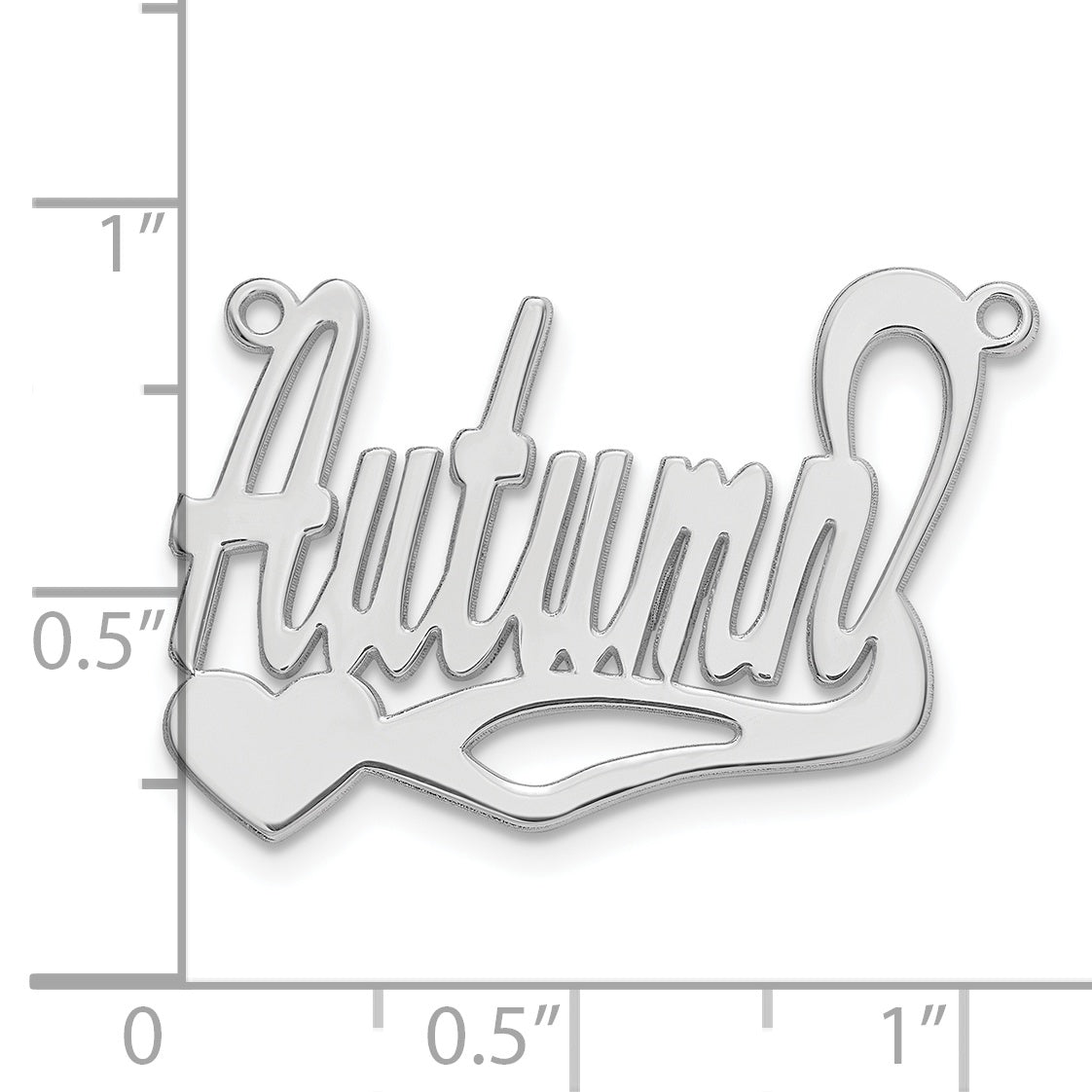Sterling Silver/Rhodium-plated Polished Heart Name Plate