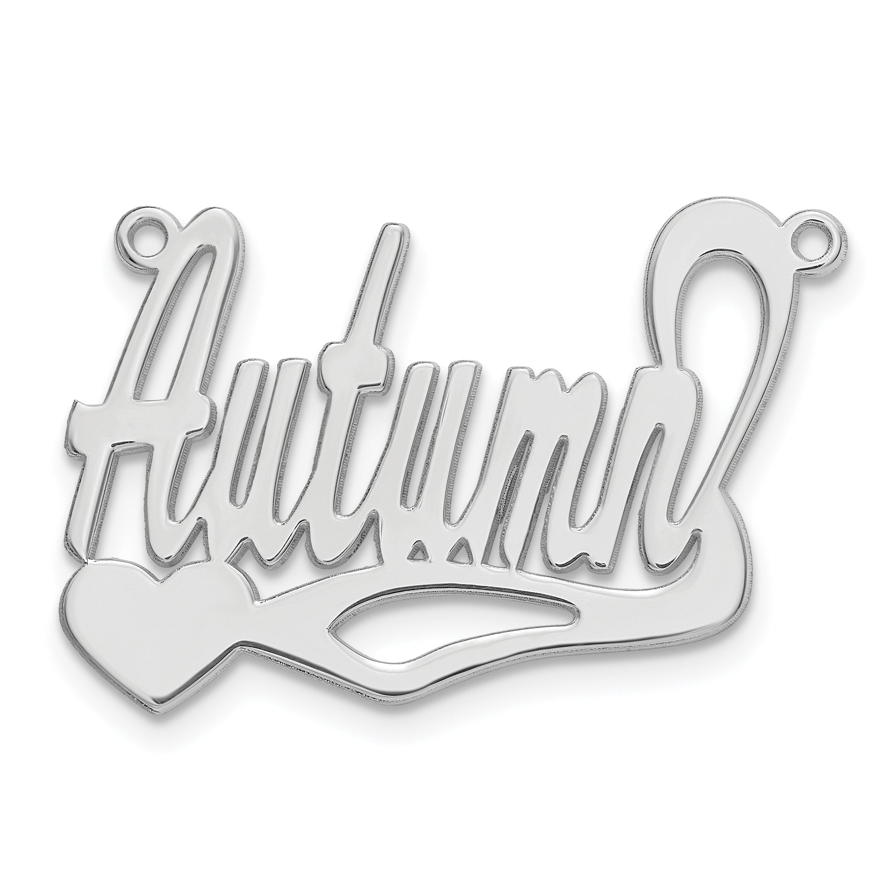 Sterling Silver/Rhodium-plated Polished Heart Name Plate Main image
