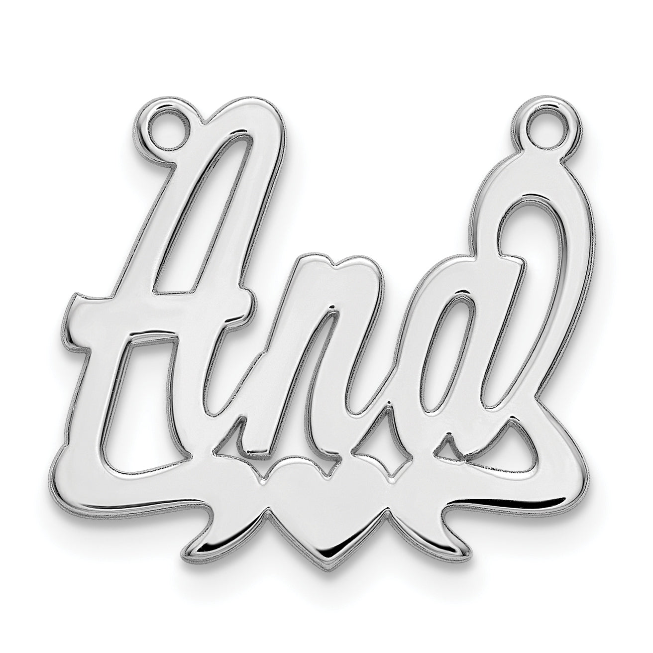 10k White Gold Polished Heart Name Plate