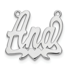 10k White Gold Polished Heart Name Plate