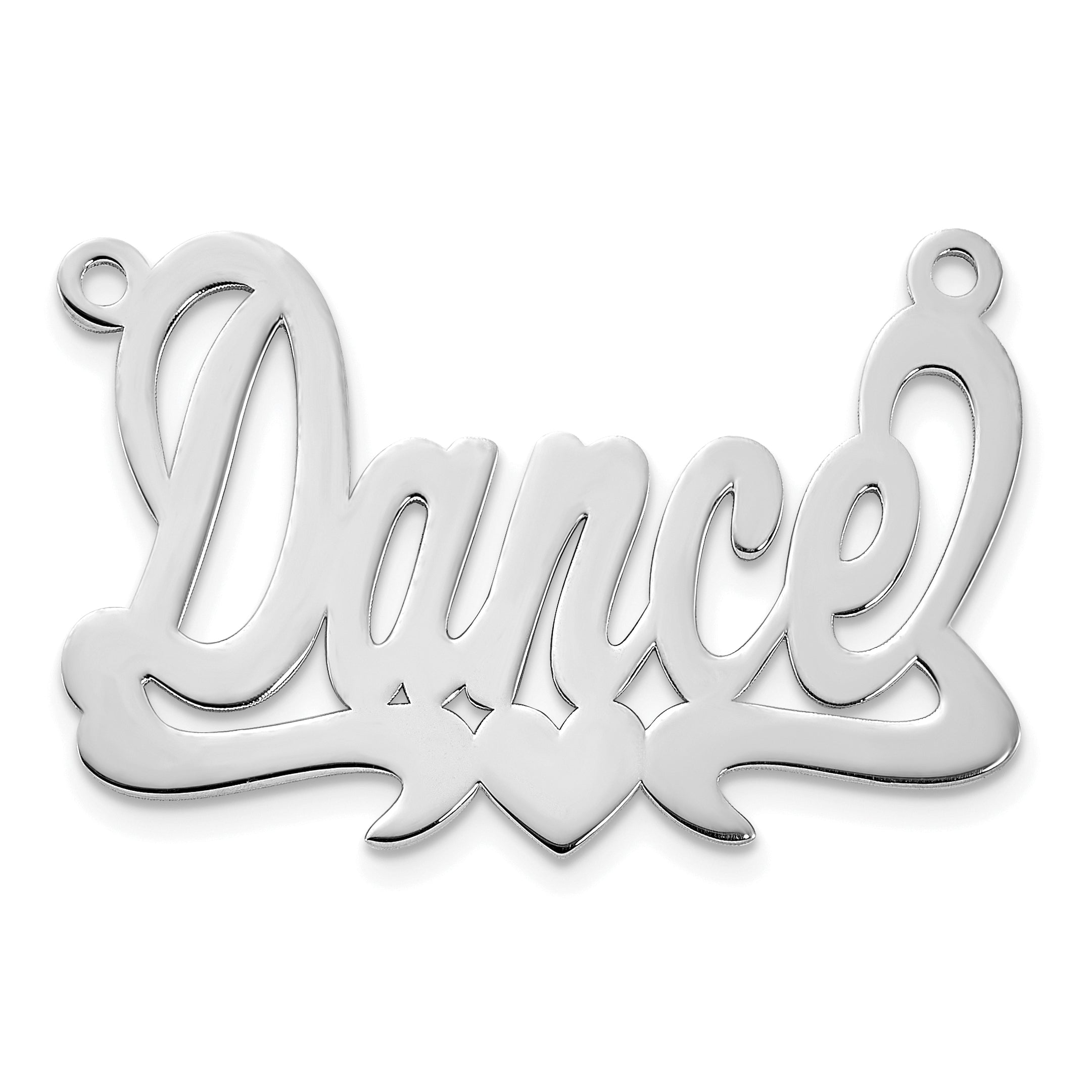 10k White Gold Polished Heart Name Plate Main image