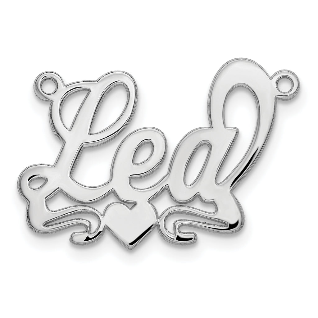 10k White Gold Polished Heart Name Plate