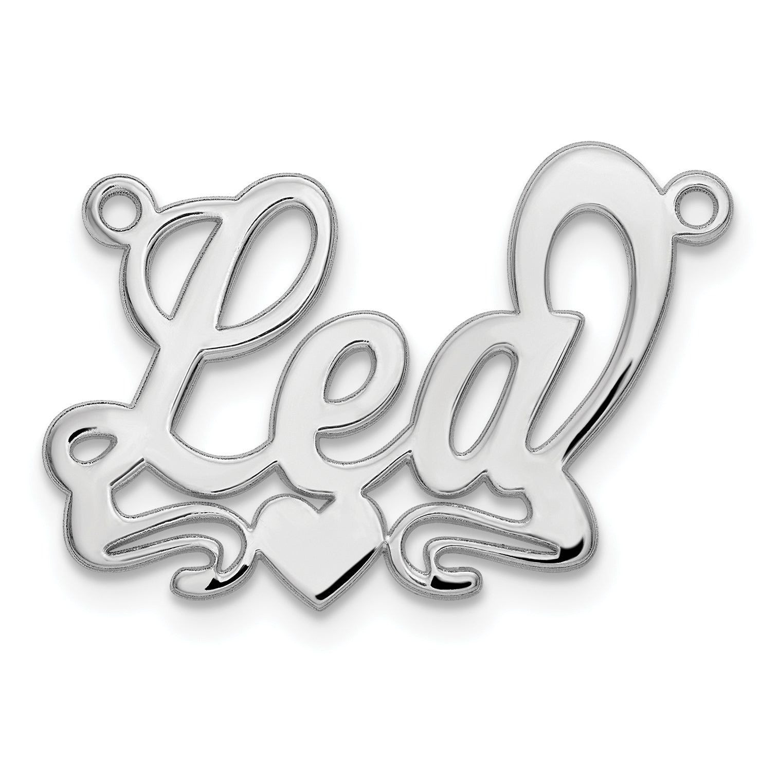 sterling Silver/Rhodium-plated Polished Heart Name Plate Secondary image