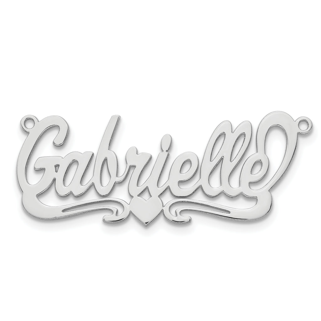 sterling Silver/Rhodium-plated Polished Heart Name Plate