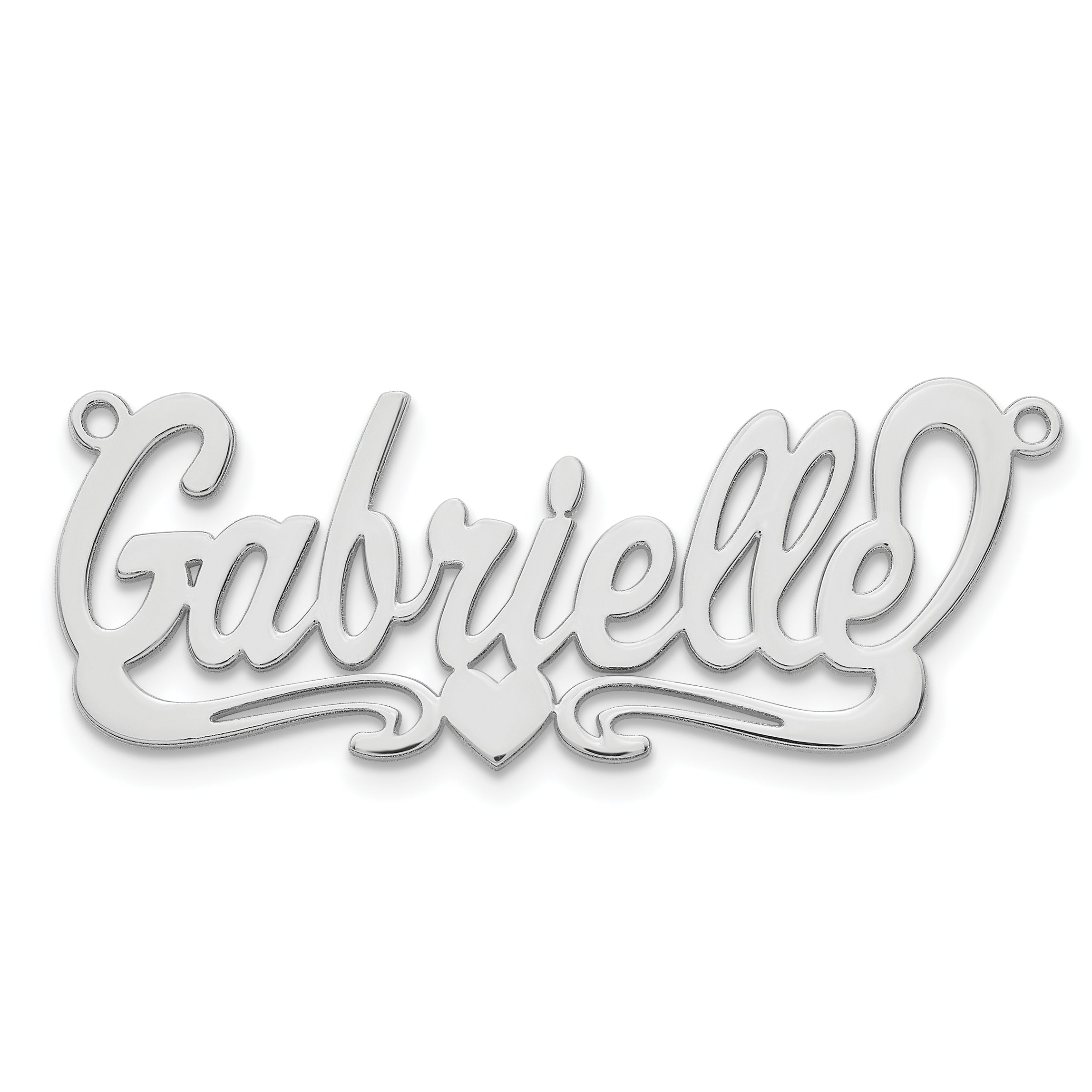 14k White Gold Polished Heart Name Plate