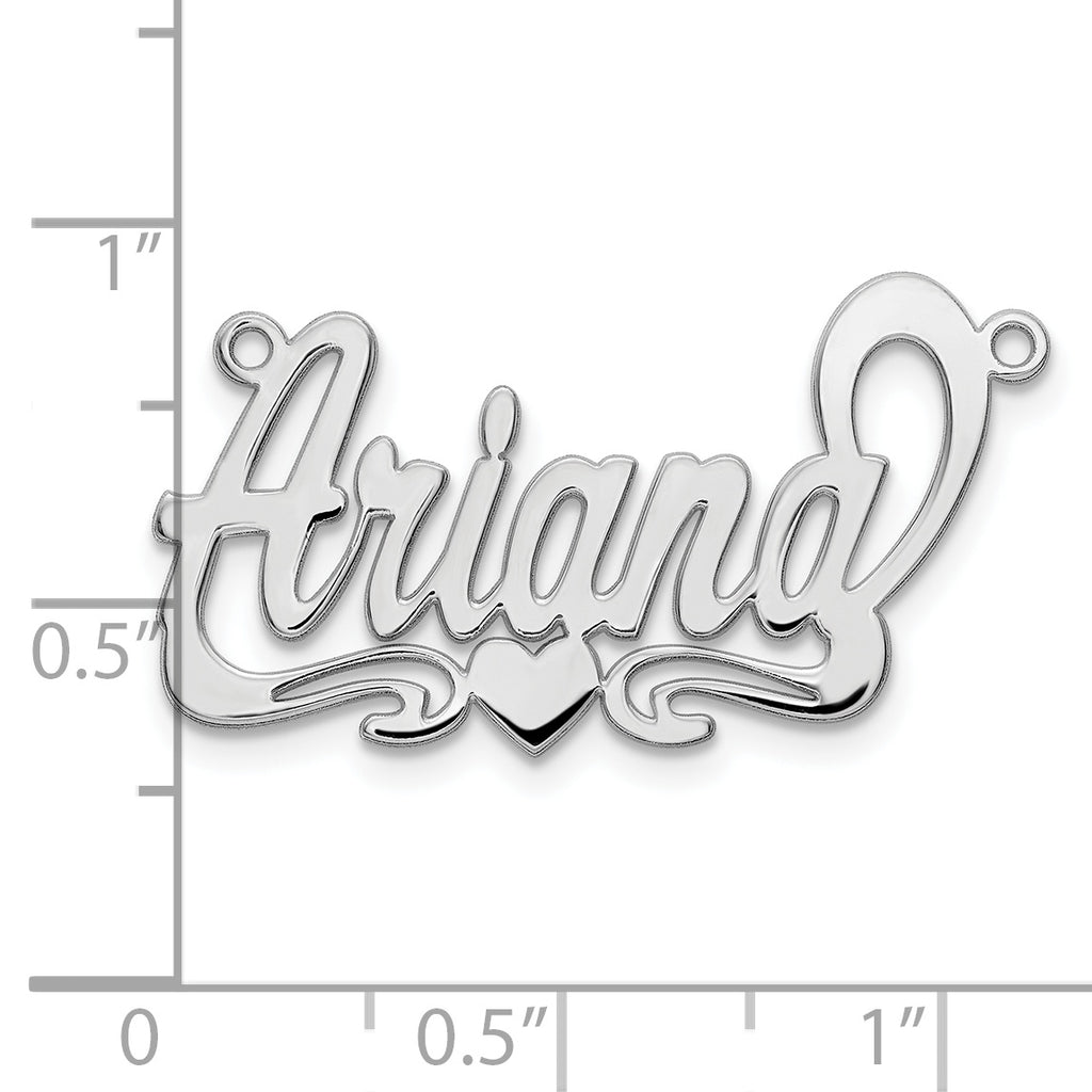 14k White Gold Polished Heart Name Plate