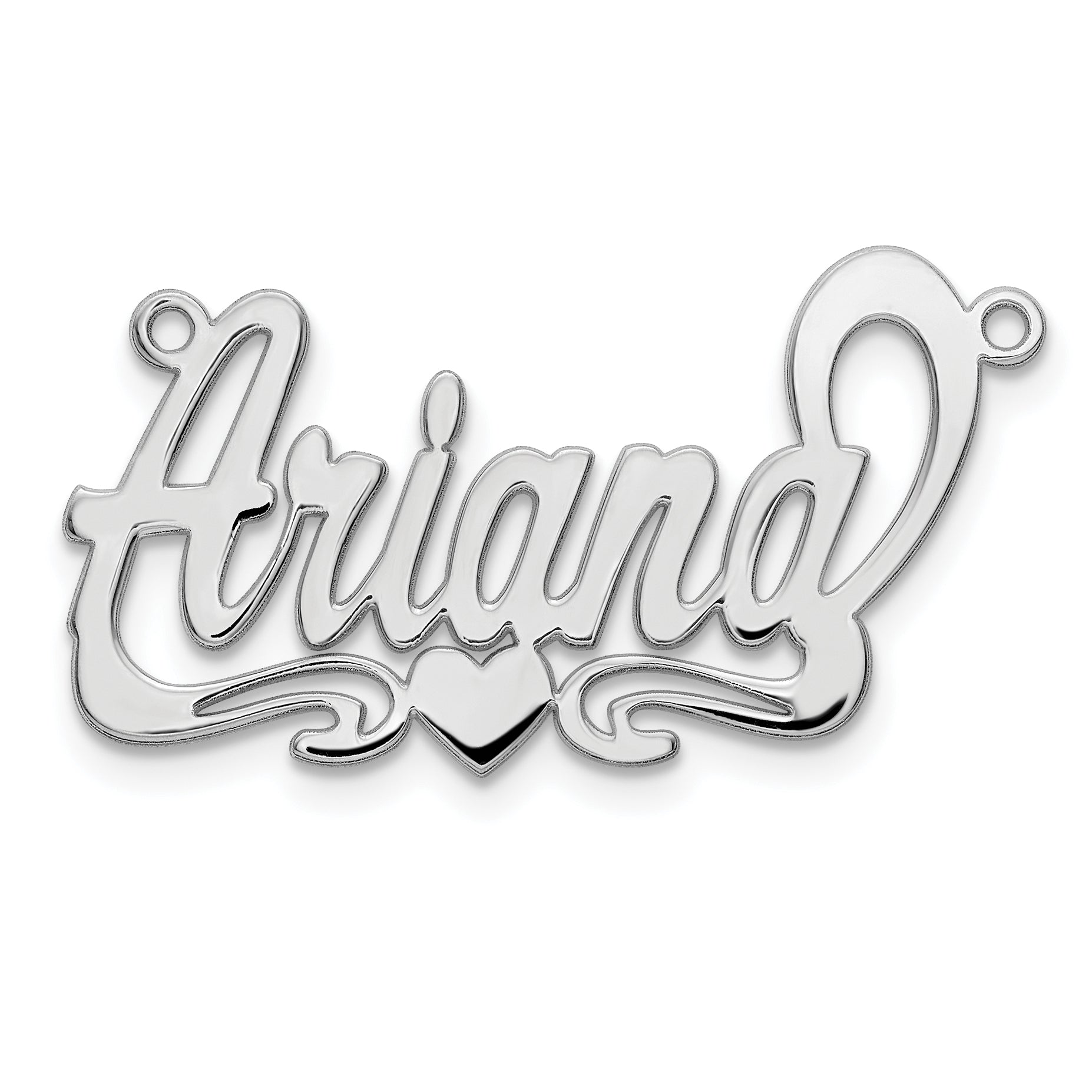 sterling Silver/Rhodium-plated Polished Heart Name Plate Main image