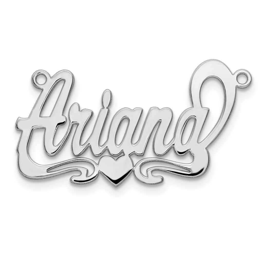 sterling Silver/Rhodium-plated Polished Heart Name Plate