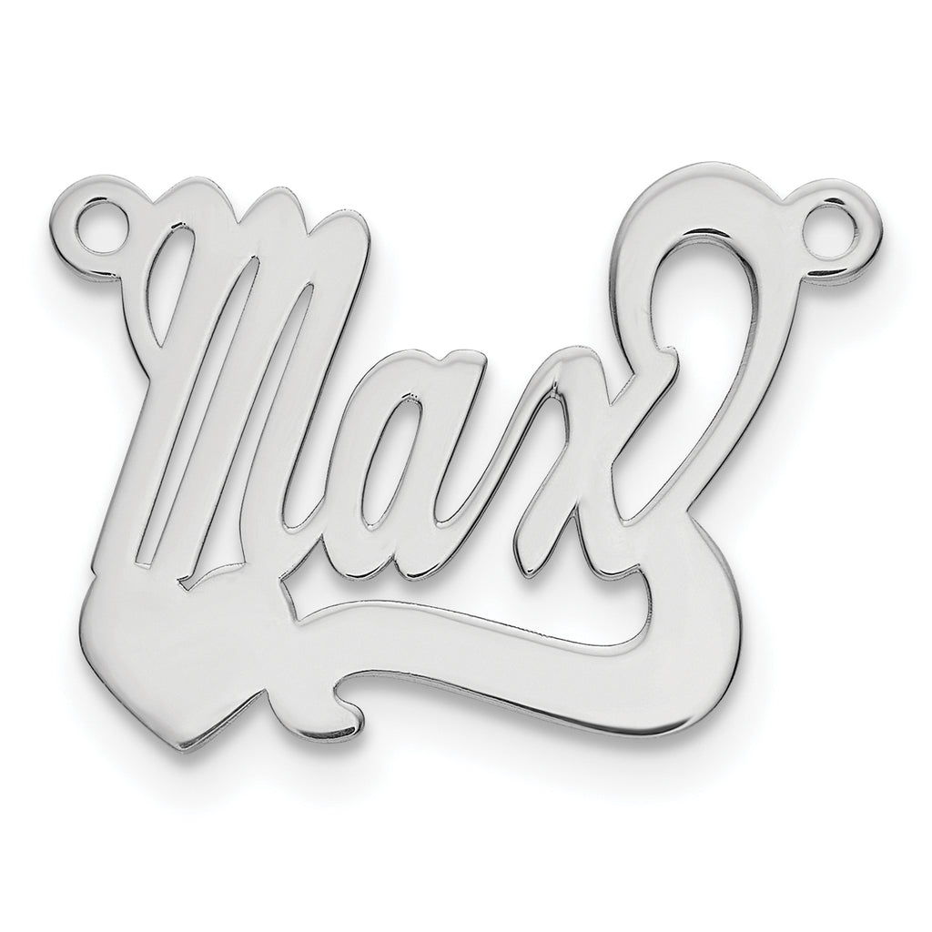 10k White Gold Polished Heart Name Plate