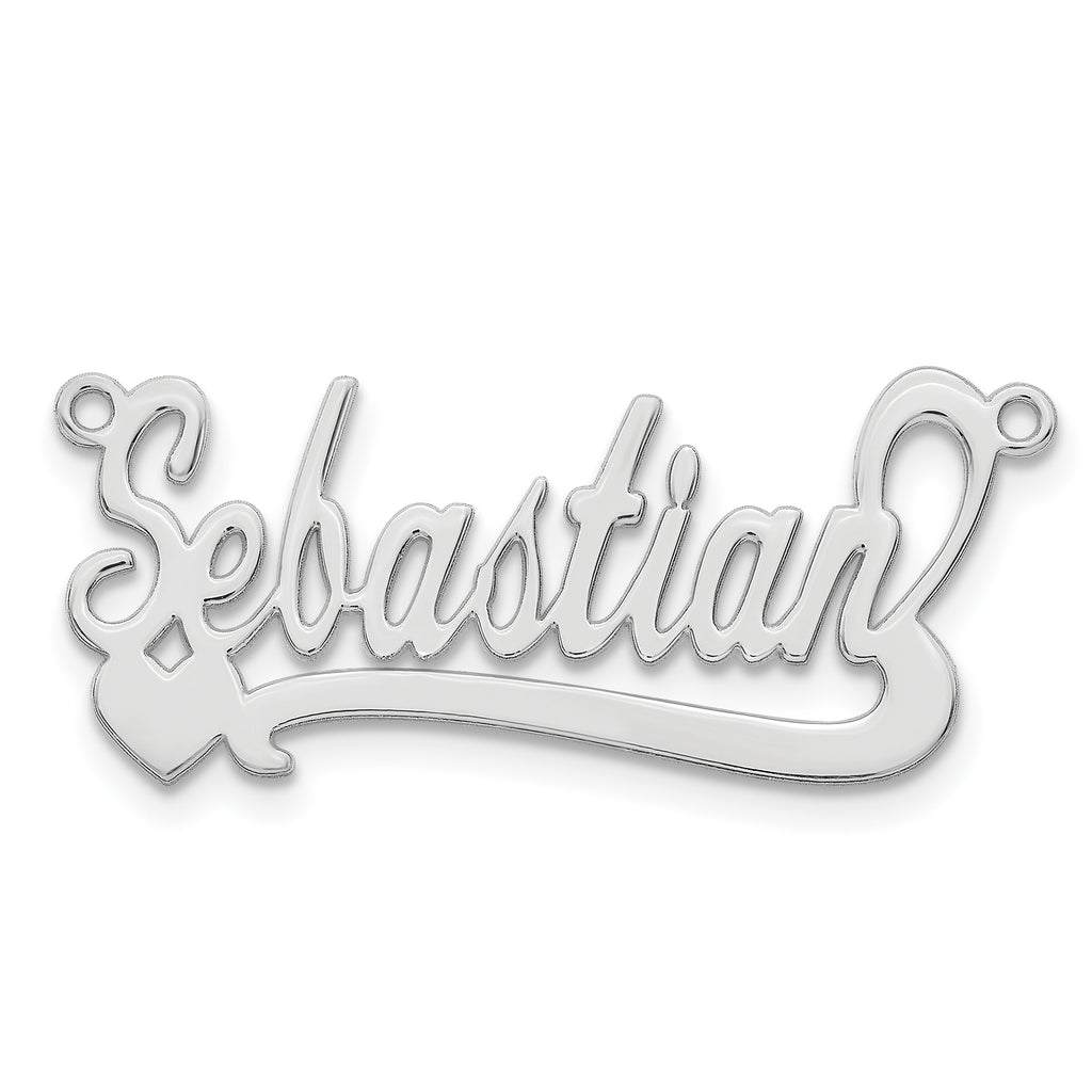 10k White Gold Polished Heart Name Plate