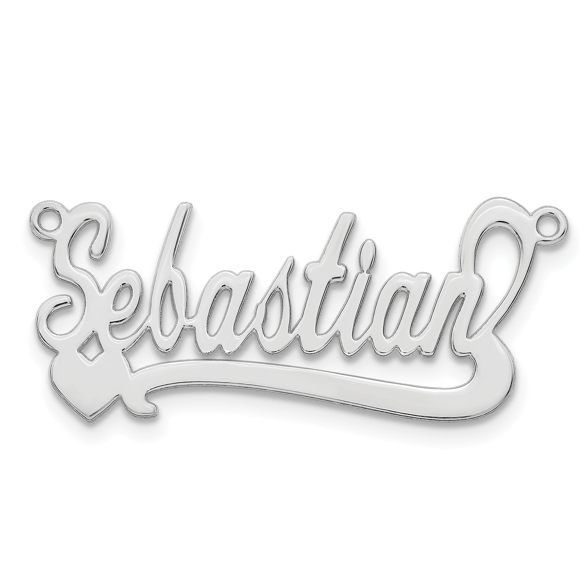 10k White Gold Polished Heart Name Plate