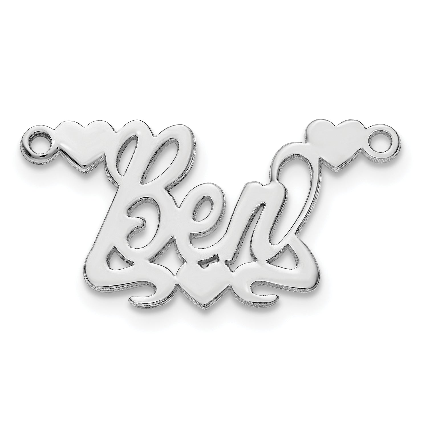 10k White Gold Polished Hearts Name Plate Secondary image
