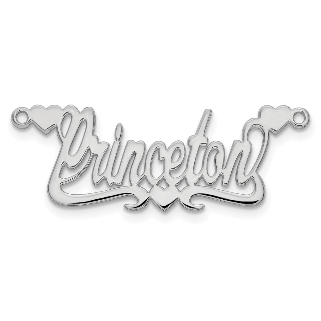 14k White Gold Polished Hearts Name Plate