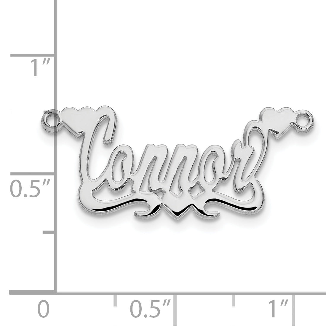 14k White Gold Polished Hearts Name Plate