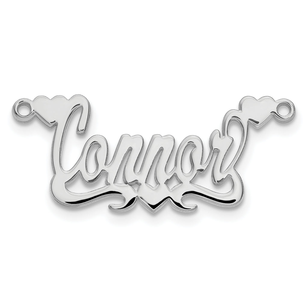 14k White Gold Polished Hearts Name Plate